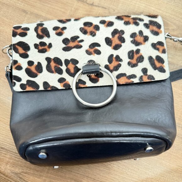 Brave Leather Virtue Bag Crossbody Calf Hair Leopard Print Western - Picture 10 of 13